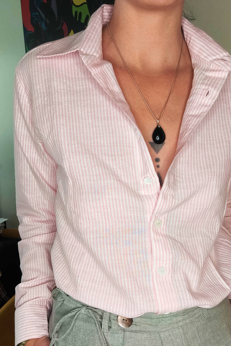 Emelyne Rose rayée Blanche