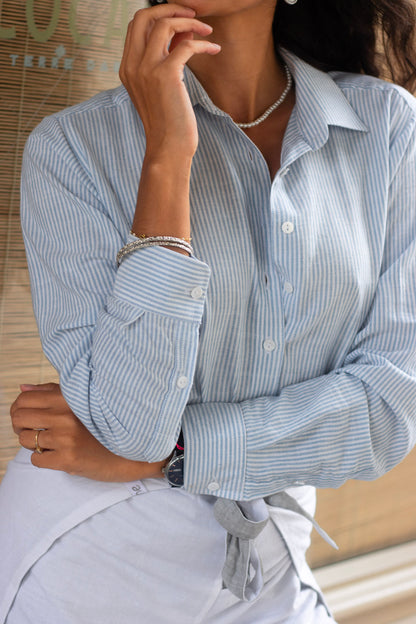 Emelyne Bleu rayée Blanche - Aune _ Boutique officielle