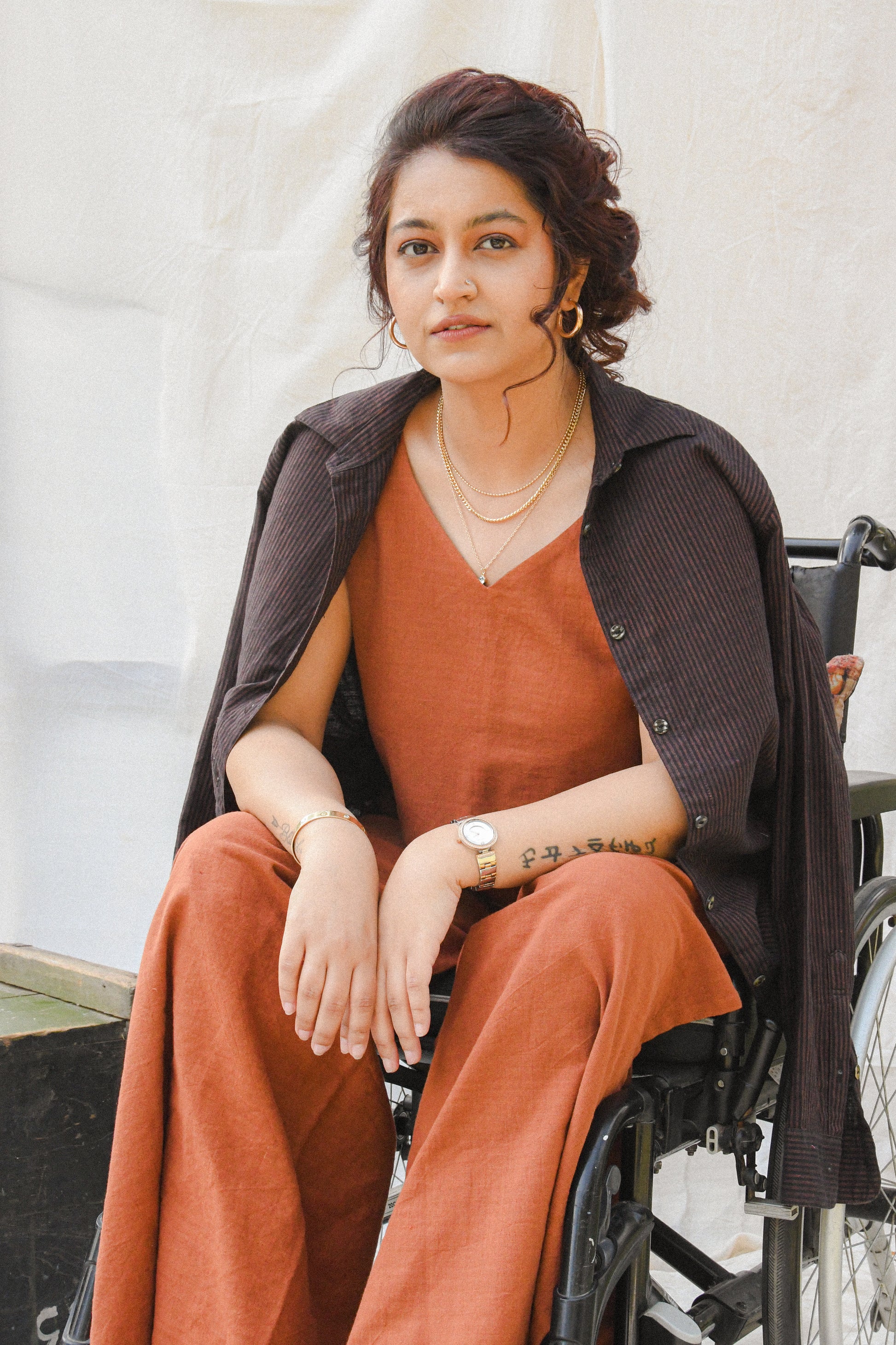 Emelyne Noire rayée Terra Cotta - Aune _ Boutique officielle