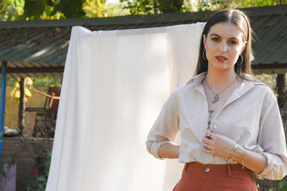 Emelyne Blanche rayée Terra Cotta - Aune _ Boutique officielle